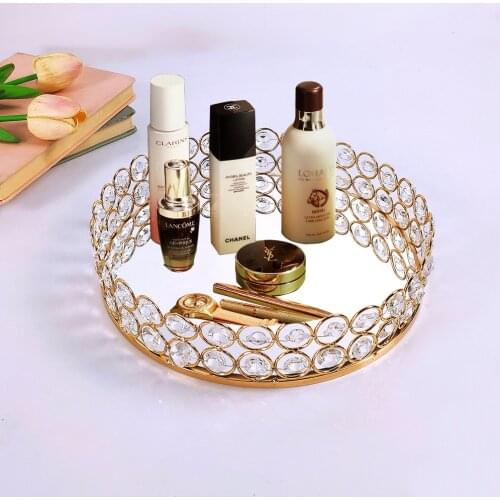 GOLD cake stand crystal Storage Baskets Box Simplicity Style Home Organizer For Jewelry Necklace Dessert Plate tray decorative