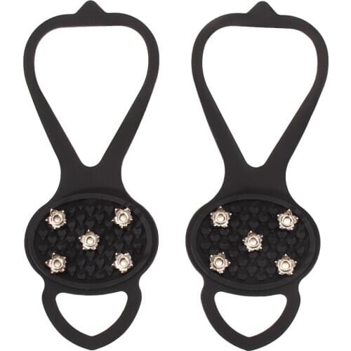 1 Pair AntiSlip Climbing Crampon Cleats Shoes Cover 5 Stud Winter Ice Ski Spikes Shoes Grips Skiing Accessories 18-22cm for Kids