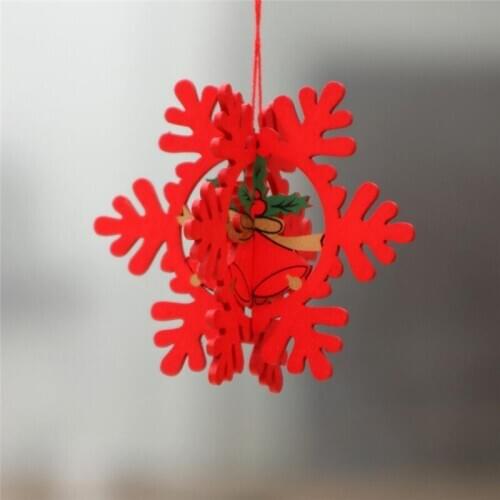 1PC 2D 3D Christmas Ornament Hollow Wooden Hanging Pendants Star Xmas Tree Bell Christmas Decorations For Home Party New Year