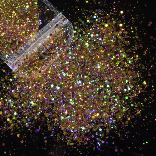 1 Bag Nails Art Chunky Glitter Mix Size Star Holographic Laser Powder Supplies for DIY Nail Art Decorations Makeup Body Flakes