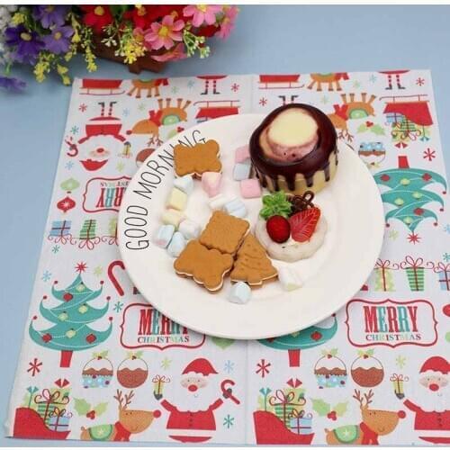 20pcs Christmas Napkins Santa Claus Reindeer Table Paper Napkins for Home Birthday Wedding Navidad Noel Kerst рождество Decor