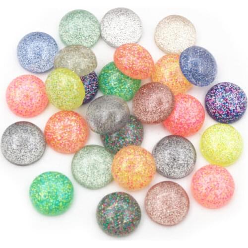 40pcs/lot 12mm Mix Colors Built-in Metal Transparent Cute Flat Back Resin Cabochon For Bracelet Earrings DIY Jewelry Accessories