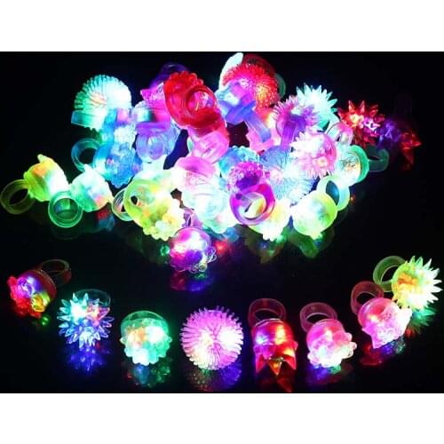 40pcs LED Flashing Rings Blinking Light Up Glow Jelly Finger Ring Favor Wedding Concert Bar Birthday Toy Gift Neon Party