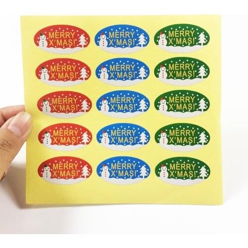 750PCS/Lot Handmade Ellipse Snowman Christmas series sealing Sticker DIY multifunctional Gift label