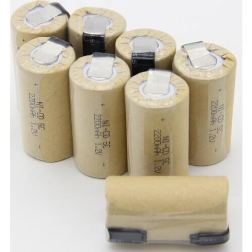 SC batteries 2200mAh akkus sub C battery flat top NICD nickel sheets 1.2V for flashlight solar for USAG for B&D rechargeable