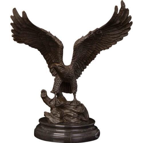 ArtsHom DW-205 Hot Selling Eagle Spread Wings Sculpture Bronze Hawk Statue Wild Bird Animal Copper Figurine Vintage Falcon Art