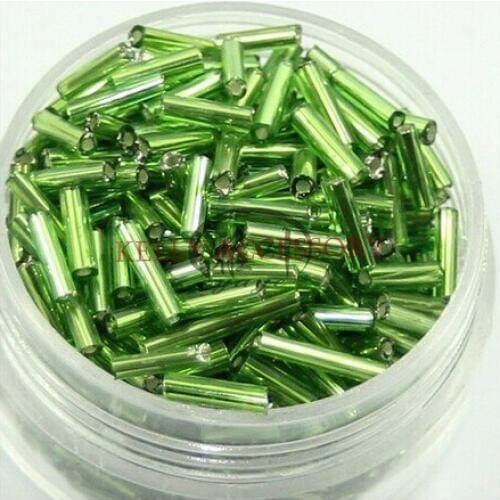 200g/lot Olive Green Bugle Cube Glass Beads Loose Spacer Seed Beads 2*6mm Jewelry Findings Charm DIY Beads For Jewelry Making
