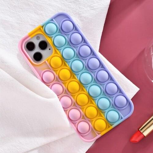 For iPhone 6 6S 7 8 Plus X XS XR 11 12 Pro Max Case Reliver Stress Pop Fidget Toys Push Bubble Antistress Sensory Game Cover