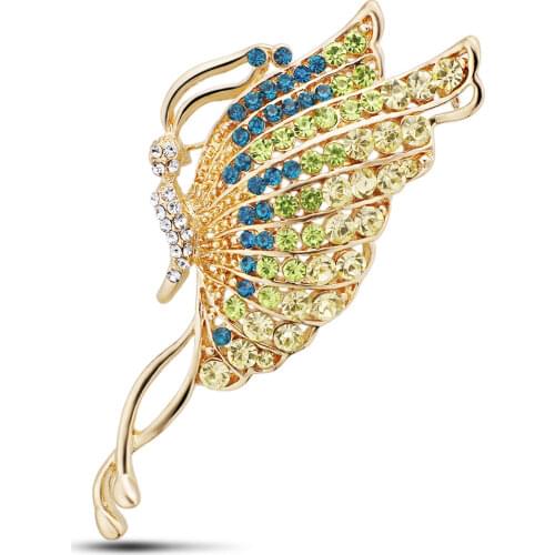 Dalaful Elegant Exquisite Butterfly Brooches For Scarf Buckles Dress Pin Up personality Crystal Corsage For Women Z034 New