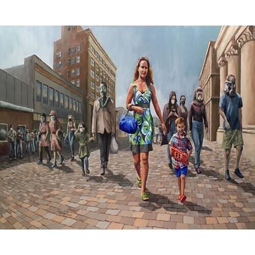 DIY Painting By Numbers People Wearing Masks Kit Oil Picture By Numbers Wall Art Painting on Canvas Home Decoration Gift