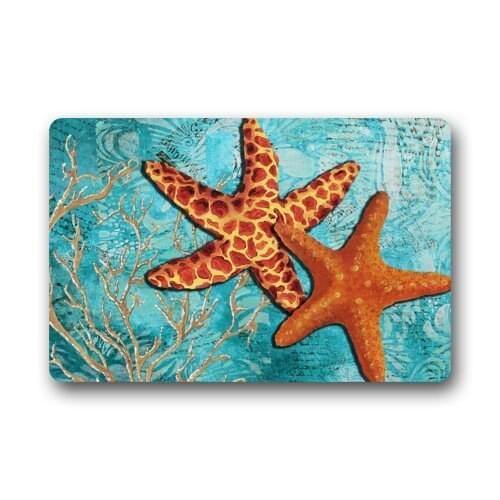 Memory Home Starfish Under the Sea Art Non-woven Fabric Door Mat Indoor Outdoor Bathroom Doormat Rugs for Home Office Bedroom