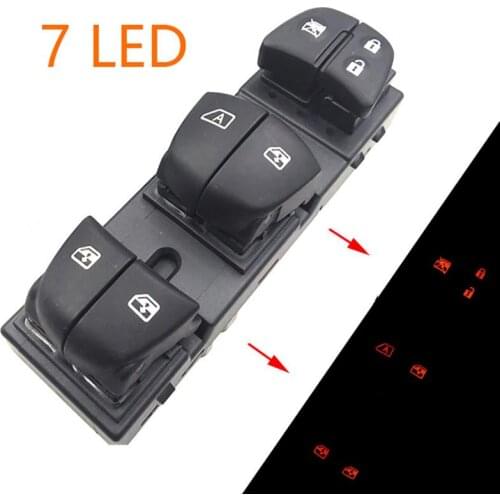 Auto Window Lifter Control Electric Switch Master With LED for Nissan Qashqai/Altima/Sylphy/Tiida/X-Trail 2011-2016 Left rudder