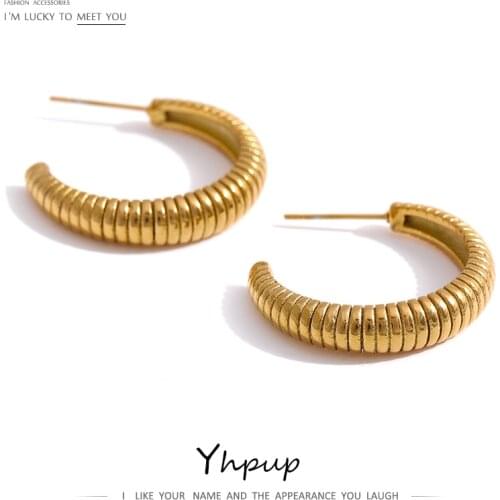 Yhpup 316L Stainless Steel Geometric Earrings High Quality Metal 18 K Plated Charm Earrings Accessories Bijoux Femme Gift