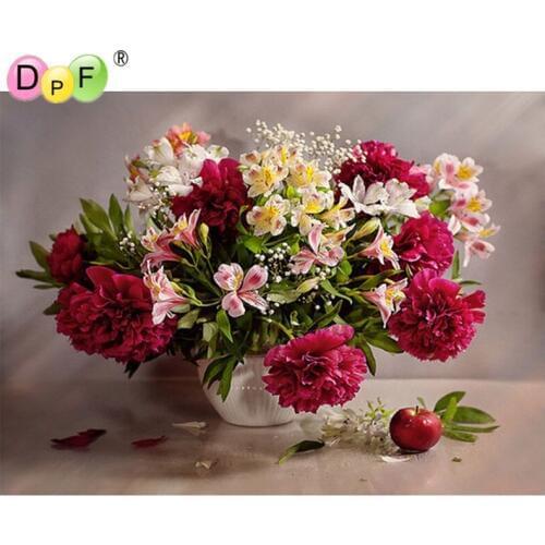 Hot New Color Flower&Apple 5D Diamond Embroidery Cross Stitch painting Round Full Diamond Mosaic Picture Pasted Needlework decor