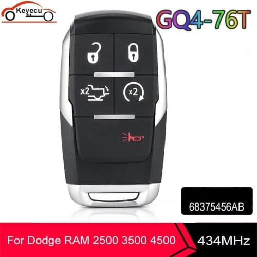 KEYECU For Dodge Ram Ram Pickup HD 2500 3500 4500 5500 433MHz ASK PCF7953M GQ4-76T P/N:68375456AB 5Button Smart Key Car key