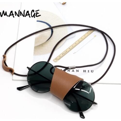 Classic Casual Leather Sunglasses Chain Reading Glasses Hanging Neck Button Case Eyeglasses Largands Strap
