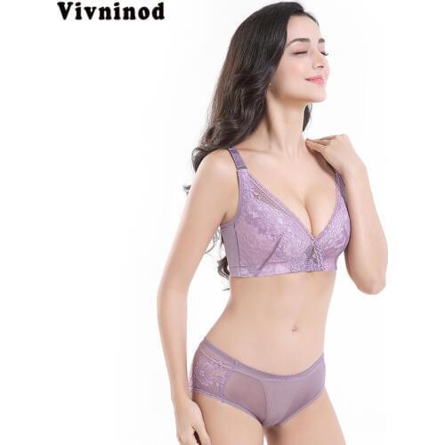 Women Sexy Lingerie Set No Rims Push up Bra & Brief Set Women Sexy UnderWire Vest Shape Bra and Panties Set Push Up Lace Bra Set