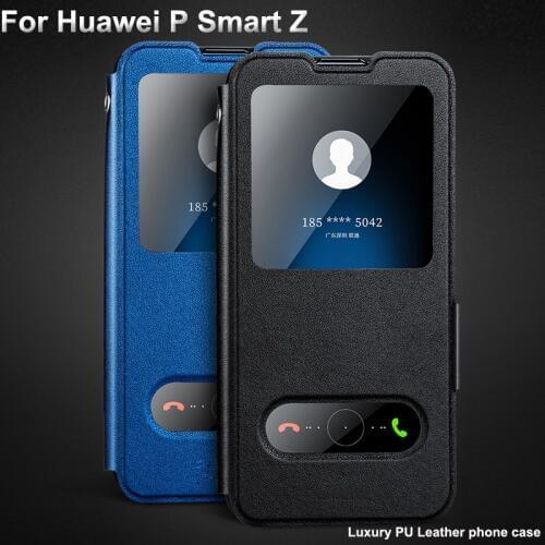 Open window leather case For Huawei P Smart Z cover PSmart Z flip cases For Huawei P Smart Z 2019 STK-LX1 cover PSmartZ 6.59"