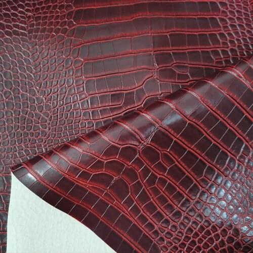 Beautiful Matt Faux Crocodile Leather Fabric Dark Wine Colour Artificial Leather Sewing Belt Patchwork DIY Bag/Shoes Material