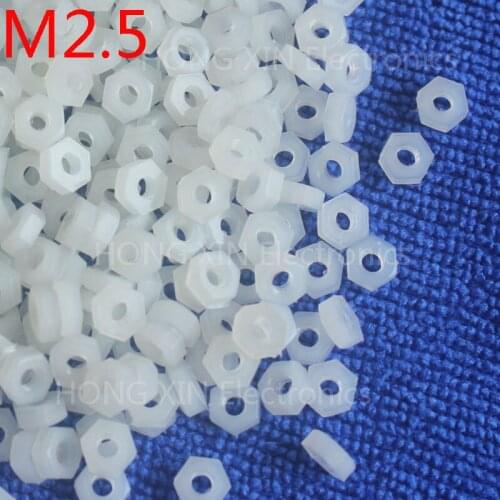 M2.5 100 pcs white nylon hex nut 2.5mm plastic nuts Meet RoSH standards Hexagonal Electronic accessories Tools etc high-quality