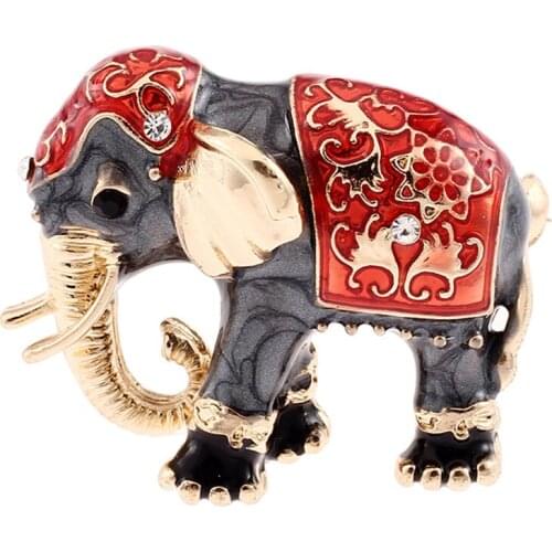 Cute Black Elephant Brooch Rinestone Animal Brooch For Sweater Clothes Pins Scarf Clip Gifts For Women Jewelry Accessories