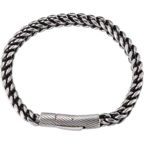 Fashion Men Bracelet 6mm Stainless Steel Curb Cuban Link Chain Bangles for Male Hiphop Trendy Wrist Jewelry Birthday Gift GS0052