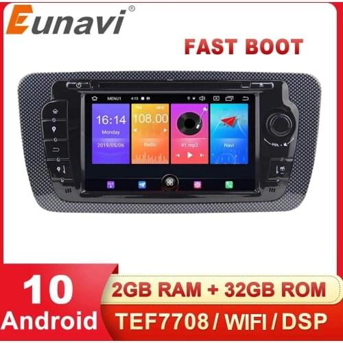 Eunavi 2 Din Android Car DVD Radio For Seat Ibiza 6j 2009 2010 2012 2013 GPS Navigation 7‘’ Screen radio Audio Multimedia Player