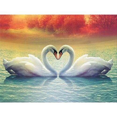 New 5D Diy Diamond Painting Embroidery Cross Stitch Full Round Drill Swan Diamond Dotz Kits For Adults Wall Art Home Decor 30x40