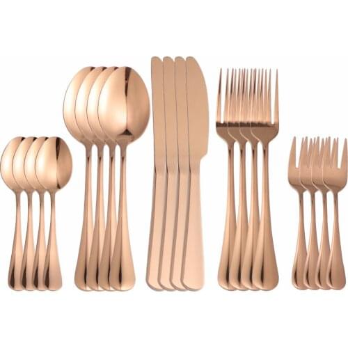 20Pcs Stainless Steel Rose Gold Cutlery Tableware Set Dinnerware Dinner Wedding Flatware Set Forks Knives Spoons Set Silverware