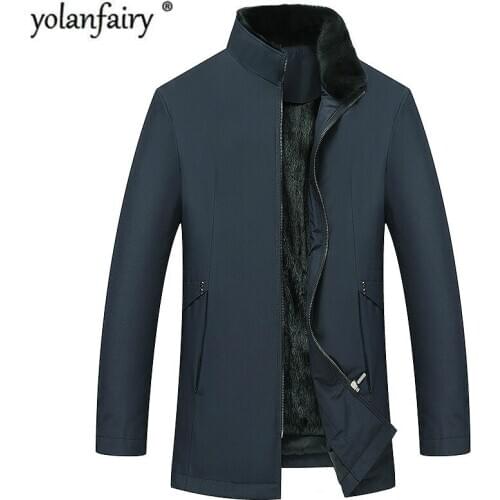 Real Fur Coat Men Natural Mink Fur Liner Parka Warm Winter jackets Mens Mink Fur Coat Plus Size Jacket M18D89007 YY741