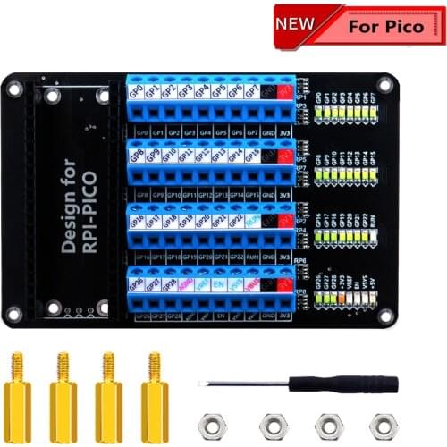 Raspberry Pi Pico Expansion Board Screw Terminal with LED 40pin 5V Copper Pillar Nut Screw Driver for Programming Connection