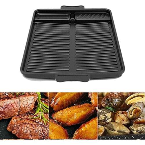 Portable Korean BBQ Grill Pan Non-Stick Charcoal Grill Plate Butane Gas Stove Cooker Terrace Beach Picnic Party Barbecue Tray