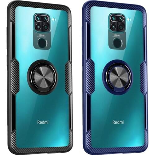 Luxury Transparent Case For Xiaomi Mi 10T Lite Redmi Note 9 Pro 9S 8 7 8T POCO M3 X3 NFC Shockproof Cover With Ring Holder Stand