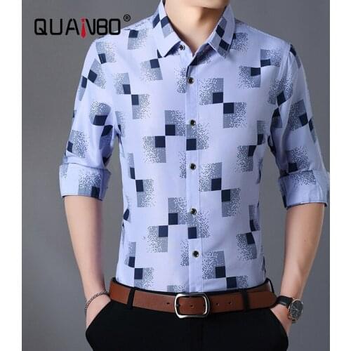 QUANBO Plus Size Men Shirt 5XL 6XL 7XL 8XL 2021 New Arrival Autumn Fashion Plaid Shirts Male Casual Long Sleeve Shirt