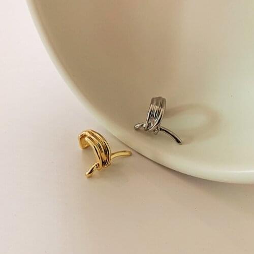 WTLTC Gold Sliver Color Metal C-shaped Ear Clip Earrings for Women Geometric Irregular Cuff Earrings Vintage Statement Earrings