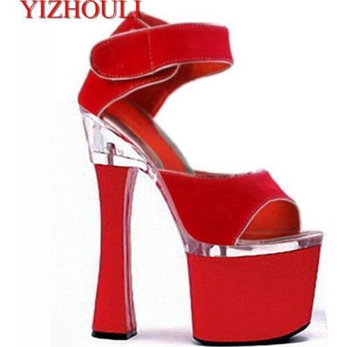 Spring fashion suede Roman hollow 18 cm high heel sandals, nightclub pole dancing show sandals