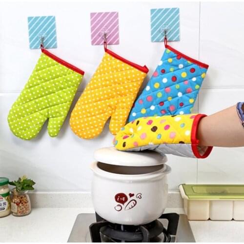 Cute Mitten Microwave Oven Gloves Cotton Insulated BBQ Baking Heat Resistant Gloves Oven Mitts Terylene Non-slip Kitchen Tools