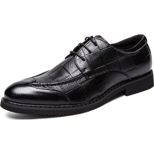 Mens Dress Shoes Fashion Soft Leather Pointed Toe Lace Up Casual Business Shoes Wedding Party Office Daily Shoes Zapatos Hombre