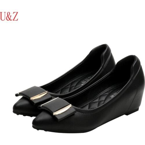 The First pair Comfy shoes school Girls Office women Black Leather mid-heel soft-soled comfortable shoes Black/Red Leather pumps