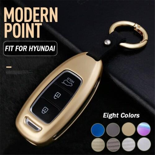 Zinc Alloy Smart Remote Car Key Fob Chain Cover Protector Case Accessories For Hyundai Santa Fe Palisade Kona Nexo