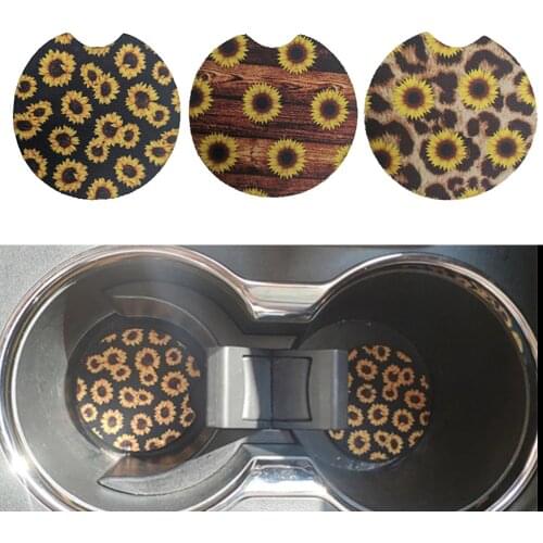 2 pcs universal car coaster water cup bottle holder neoprene waterproof non-slip mat trend leopard car interior