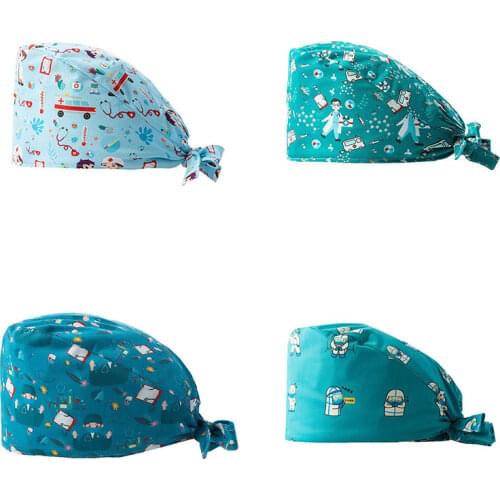 Heart Embroideried Nurse Hat for Women Men Beanies Gorros Quirurgic Salon Pharmacy Bonnet Caps Lab Pet Doctor Gorro Enfermera