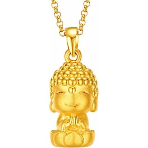 Female Quality 925 Silver O Chain Necklace Lady Bijou Exquisite Gold Lotus Buddha Pendant Necklaces Women Choker Accessories