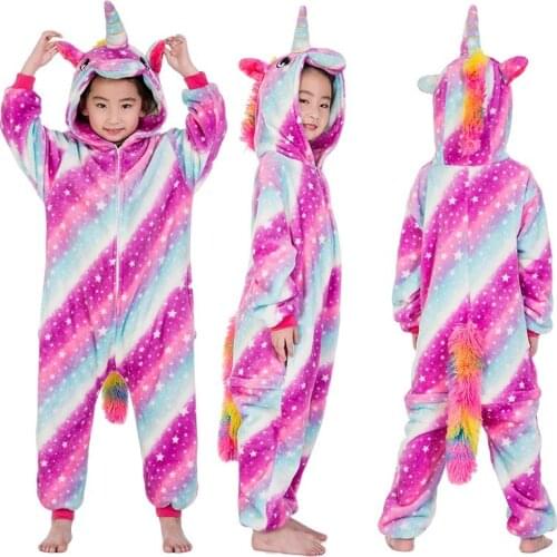 Winter Pyjamas Kids Cartoon Pajamas For Children Girls Unicorn Animal Stitch Onesie Baby Boy Licorne Sleepwear Children Jumpsuit