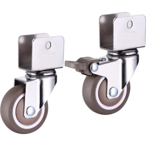 1Pcs 1.5" 2'' Wheel Universal TPR Swivel Caster Rubber Wheels for Trolley Baby Crib Bed U Type Splint Width 20 22 25mm