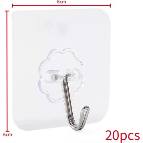 20 pcs Adhesive Wall Hook Transparent Strong Waterproof Hanger Holder Rack Sucker For Bathroom Kitchen Home