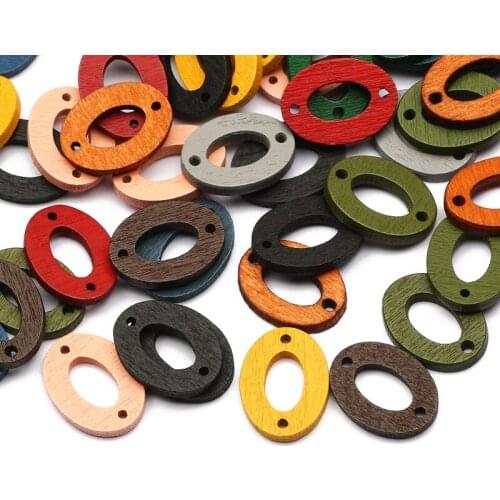 Colorful Oval Natural Wood Beads Wooden 30pcs 15x20mm Loose Spacer Beads For Jewelry Making DIY Necklace Bracelet Accessories