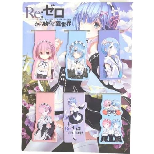 6pcs Re:Zero kara Hajimeru Isekai Seikatsu Anime Magnetic Bookmark Magnet Bookmark Child Student Kawaii Gift Bookmarks Office