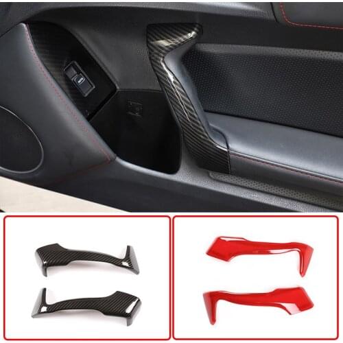ABS Carbon Fiber/Red Car Inner Door Handle Protective Cover Decoration Sticker For Toyota 86/Subaru BRZ 2012-20 Car Accessories