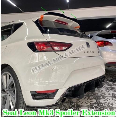 For Seat Leon Mk3 2012-2020 Spoiler Extension Piano Glossy Black Auto Accessory Universal Spoilers Car Antenna Diffüser Flaps